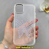 قاب گوشی iPhone 11 آیفون اورجینال یونیک کیس Unique Case لاکچری شفاف نگین دار کرومی طرح پروانه کد 90979