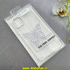 قاب گوشی iPhone 11 Pro Max آیفون اورجینال یونیک کیس Unique Case لاکچری شفاف نگین دار کرومی طرح پروانه کد 90981