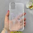 قاب گوشی iPhone 11 Pro Max آیفون اورجینال یونیک کیس Unique Case لاکچری شفاف نگین دار کرومی طرح پروانه کد 90981