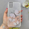 قاب گوشی iPhone 11 Pro Max آیفون اورجینال یونیک کیس Unique Case لاکچری شفاف نگین دار کرومی طرح پروانه کد 90983