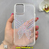 قاب گوشی iPhone 12 / iPhone 12 Pro آیفون اورجینال یونیک کیس Unique Case لاکچری شفاف نگین دار کرومی طرح پروانه کد 90984