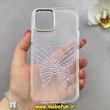 قاب گوشی iPhone 12 / iPhone 12 Pro آیفون اورجینال یونیک کیس Unique Case لاکچری شفاف نگین دار کرومی طرح پروانه کد 90984