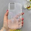 قاب گوشی iPhone 12 / iPhone 12 Pro آیفون اورجینال یونیک کیس Unique Case لاکچری شفاف نگین دار کرومی طرح پروانه کد 90985