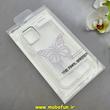 قاب گوشی iPhone 12 / iPhone 12 Pro آیفون اورجینال یونیک کیس Unique Case لاکچری شفاف نگین دار کرومی طرح پروانه کد 90985