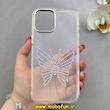 قاب گوشی iPhone 12 Pro Max آیفون اورجینال یونیک کیس Unique Case لاکچری شفاف نگین دار کرومی طرح پروانه کد 90986