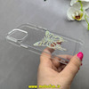 قاب گوشی iPhone 12 Pro Max آیفون اورجینال یونیک کیس Unique Case لاکچری شفاف نگین دار کرومی طرح پروانه کد 90987