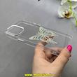 قاب گوشی iPhone 12 Pro Max آیفون اورجینال یونیک کیس Unique Case لاکچری شفاف نگین دار کرومی طرح پروانه کد 90987