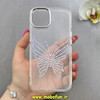 قاب گوشی iPhone 13 / iPhone 14 آیفون اورجینال یونیک کیس Unique Case لاکچری شفاف نگین دار کرومی طرح پروانه کد 90988