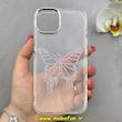 قاب گوشی iPhone 13 / iPhone 14 آیفون اورجینال یونیک کیس Unique Case لاکچری شفاف نگین دار کرومی طرح پروانه کد 90990