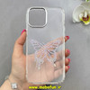قاب گوشی iPhone 13 Pro Max آیفون اورجینال یونیک کیس Unique Case لاکچری شفاف نگین دار کرومی طرح پروانه کد 90992