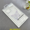 قاب گوشی iPhone 13 Pro Max آیفون اورجینال یونیک کیس Unique Case لاکچری شفاف نگین دار کرومی طرح پروانه کد 90992