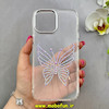قاب گوشی iPhone 13 Pro Max آیفون اورجینال یونیک کیس Unique Case لاکچری شفاف نگین دار کرومی طرح پروانه کد 90993
