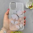 قاب گوشی iPhone 15 آیفون اورجینال یونیک کیس Unique Case لاکچری شفاف نگین دار کرومی طرح پروانه کد 90994