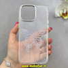 قاب گوشی iPhone 15 Pro Max آیفون اورجینال یونیک کیس Unique Case لاکچری شفاف نگین دار کرومی طرح پروانه کد 90997
