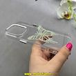 قاب گوشی iPhone 16 Pro آیفون اورجینال یونیک کیس Unique Case لاکچری شفاف نگین دار کرومی طرح پروانه کد 91002