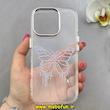 قاب گوشی iPhone 16 Pro آیفون اورجینال یونیک کیس Unique Case لاکچری شفاف نگین دار کرومی طرح پروانه کد 91002