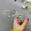 قاب گوشی iPhone 16 Pro Max آیفون اورجینال یونیک کیس Unique Case لاکچری شفاف نگین دار کرومی طرح پروانه کد E20-91005