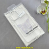 قاب گوشی iPhone 16 Pro Max آیفون اورجینال یونیک کیس Unique Case لاکچری شفاف نگین دار کرومی طرح پروانه کد E20-91005