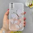 قاب گوشی iPhone X / iPhone XS آیفون اورجینال یونیک کیس Unique Case لاکچری شفاف نگین دار کرومی طرح پروانه کد 91006