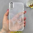 قاب گوشی iPhone X / iPhone XS آیفون اورجینال یونیک کیس Unique Case لاکچری شفاف نگین دار کرومی طرح پروانه کد 91007