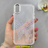 قاب گوشی iPhone X / iPhone XS آیفون اورجینال یونیک کیس Unique Case لاکچری شفاف نگین دار کرومی طرح پروانه کد 91008