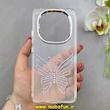 قاب گوشی Redmi Note 14 Pro 5G / Redmi Note 14 Pro Plus / Poco X7 شیائومی اورجینال یونیک کیس Unique Case لاکچری شفاف نگین دار کرومی طرح پروانه کد 91015