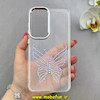 قاب گوشی Galaxy S24 FE سامسونگ اورجینال یونیک کیس Unique Case لاکچری شفاف نگین دار کرومی طرح پروانه کد 91016