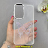 قاب گوشی Galaxy S24 FE سامسونگ اورجینال یونیک کیس Unique Case لاکچری شفاف نگین دار کرومی طرح پروانه کد 91017