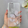 قاب گوشی Galaxy S24 Ultra سامسونگ اورجینال یونیک کیس Unique Case لاکچری شفاف نگین دار کرومی طرح پروانه کد 91018