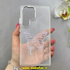 قاب گوشی Galaxy S24 Ultra سامسونگ اورجینال یونیک کیس Unique Case لاکچری شفاف نگین دار کرومی طرح پروانه کد 91019