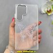 قاب گوشی Galaxy S24 Ultra سامسونگ اورجینال یونیک کیس Unique Case لاکچری شفاف نگین دار کرومی طرح پروانه کد 91019