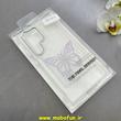 قاب گوشی Galaxy S24 Ultra سامسونگ اورجینال یونیک کیس Unique Case لاکچری شفاف نگین دار کرومی طرح پروانه کد 91019
