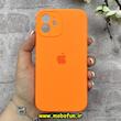 قاب گوشی iPhone 12 آیفون سیلیکونی اورجینال پاک کنی درجه یک محافظ لنزدار زیربسته نارنجی کد 91141