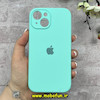 قاب گوشی iPhone 15 آیفون سیلیکونی اورجینال پاک کنی درجه یک محافظ لنزدار زیربسته سبزآبی روشن کد 91179