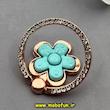 پاپ سوکت فلزی نگین دار لاکچری طرح گل آبی فیروزه ای کد 91273