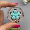 پاپ سوکت فلزی نگین دار لاکچری طرح گل آبی فیروزه ای کد 91273