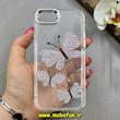قاب گوشی iPhone 7 / iPhone 8 / iPhone SE 2020 / iPhone SE 2022 آیفون اورجینال یونیک کیس Unique Case لاکچری شفاف نگین دار کرومی طرح پروانه کد 91345