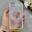 قاب گوشی iPhone 7 / iPhone 8 / iPhone SE 2020 / iPhone SE 2022 آیفون اورجینال یونیک کیس Unique Case لاکچری شفاف نگین دار کرومی طرح قلبی کد 91346