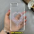 قاب گوشی iPhone 7 Plus / iPhone 8 Plus آیفون اورجینال یونیک کیس Unique Case لاکچری شفاف نگین دار کرومی طرح قلبی کد 91347