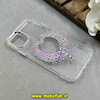 قاب گوشی iPhone 11 آیفون اورجینال یونیک کیس Unique Case لاکچری شفاف نگین دار کرومی طرح قلبی کد 91348