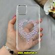 قاب گوشی iPhone 11 Pro Max آیفون اورجینال یونیک کیس Unique Case لاکچری شفاف نگین دار کرومی طرح قلبی کد 91349