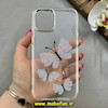 قاب گوشی iPhone 12 Pro Max آیفون اورجینال یونیک کیس Unique Case لاکچری شفاف نگین دار کرومی طرح پروانه کد 91351