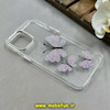 قاب گوشی iPhone 12 Pro Max آیفون اورجینال یونیک کیس Unique Case لاکچری شفاف نگین دار کرومی طرح پروانه کد 91351