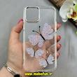 قاب گوشی iPhone 12 / iPhone 12 Pro آیفون اورجینال یونیک کیس Unique Case لاکچری شفاف نگین دار کرومی طرح پروانه کد 91352