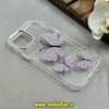 قاب گوشی iPhone 12 / iPhone 12 Pro آیفون اورجینال یونیک کیس Unique Case لاکچری شفاف نگین دار کرومی طرح پروانه کد 91352