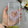 قاب گوشی iPhone 12 / iPhone 12 Pro آیفون اورجینال یونیک کیس Unique Case لاکچری شفاف نگین دار کرومی طرح قلبی کد 91353