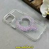 قاب گوشی iPhone 13 / iPhone 14 آیفون اورجینال یونیک کیس Unique Case لاکچری شفاف نگین دار کرومی طرح قلبی کد 91355