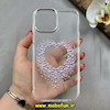 قاب گوشی iPhone 13 Pro Max آیفون اورجینال یونیک کیس Unique Case لاکچری شفاف نگین دار کرومی طرح قلبی کد 91356