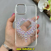 قاب گوشی iPhone 15 آیفون اورجینال یونیک کیس Unique Case لاکچری شفاف نگین دار کرومی طرح قلبی کد 91358
