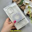 قاب گوشی iPhone 15 Pro Max آیفون اورجینال یونیک کیس Unique Case لاکچری شفاف نگین دار کرومی طرح قلبی کد 91359